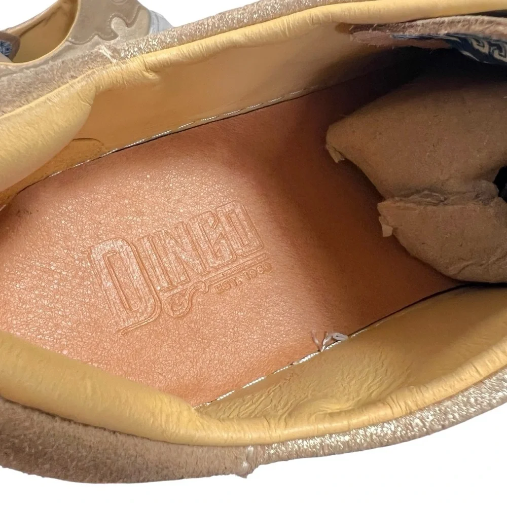 Dingo Playdate Leather Sneakers Tan and Blue Star Sneakers